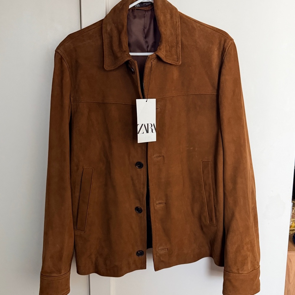 Zara Brown Suede leather Jacket - men’s size small